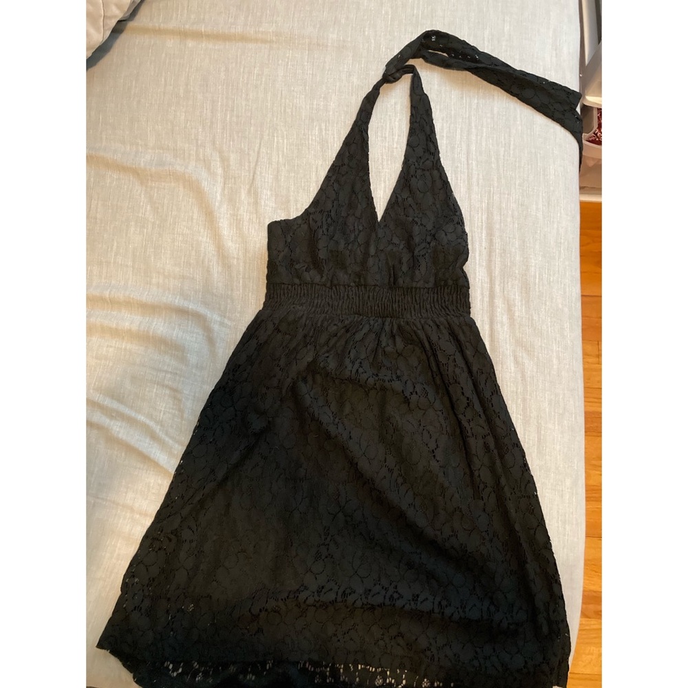 Wet Seal Black Laced Halter Dress